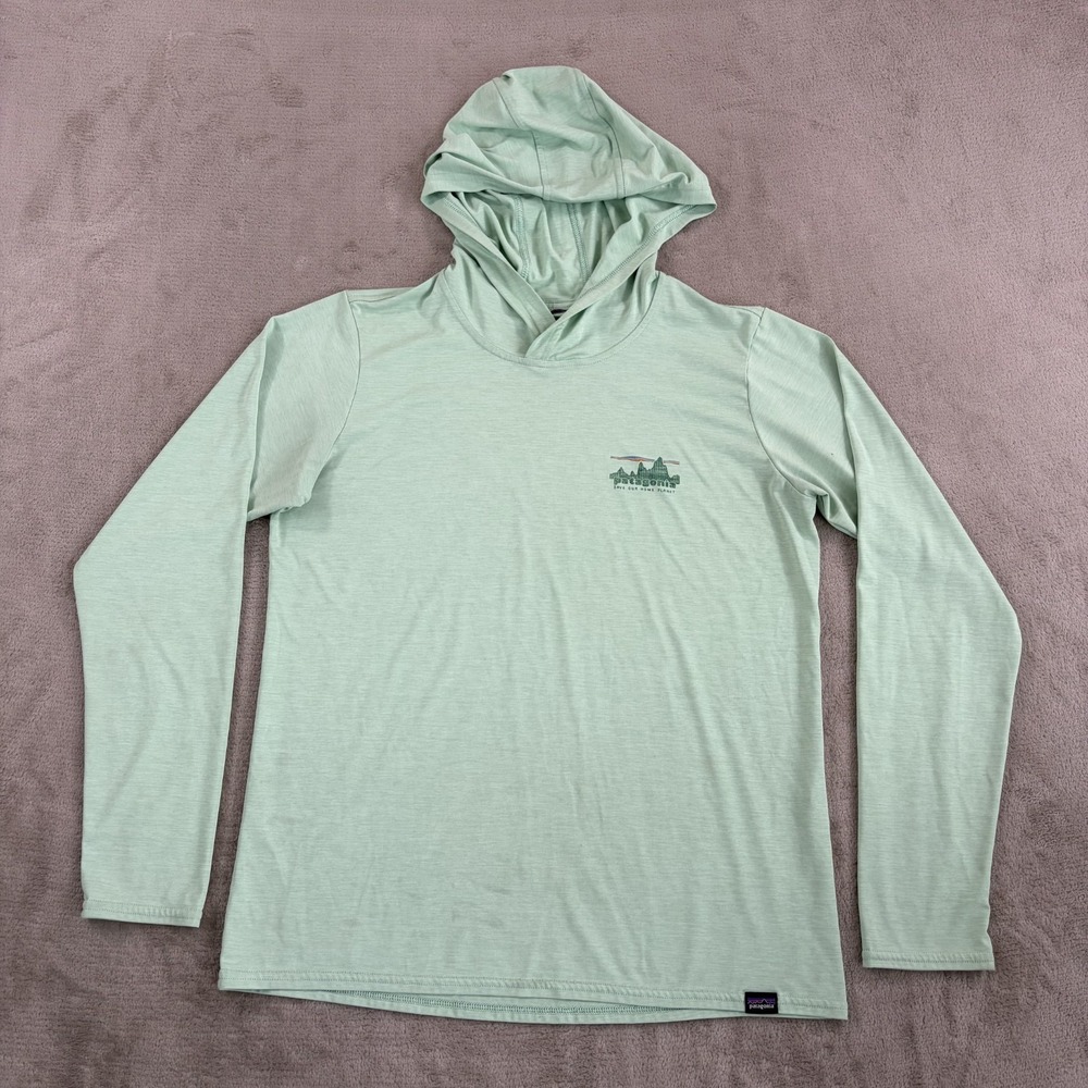 Patagonia Capilene Cool Daily Graphic Hoodie in Green Women Medium GorpCore Hike